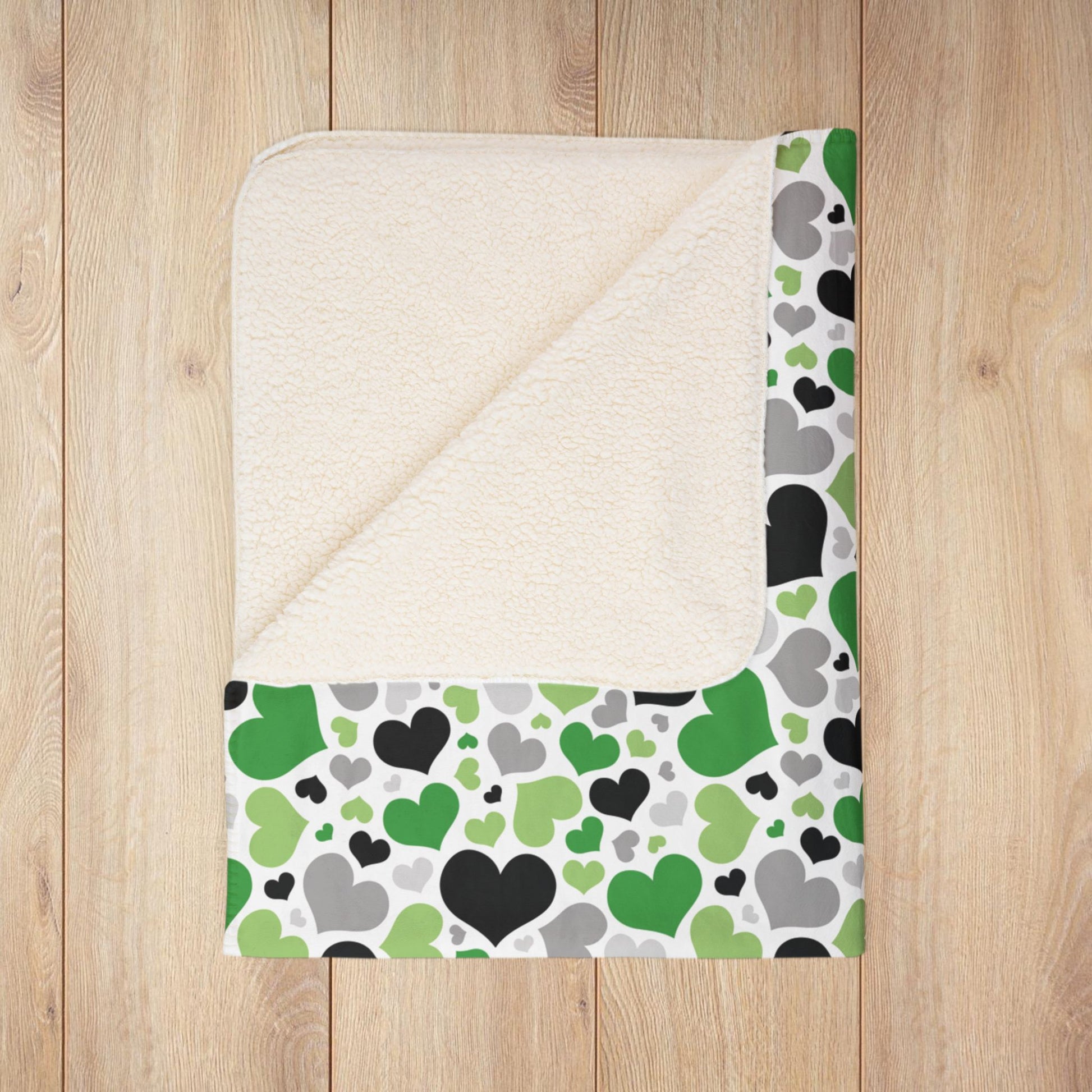 Aromantic Pride Valentine’s Day Hearts White Fleece Sherpa Blanket
