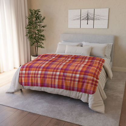 Lesbian Pride Plaid Fleece Sherpa Blanket