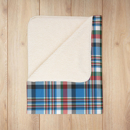 Christmas Blue & Black Charlotte NC Plaid Fleece Sherpa Blanket