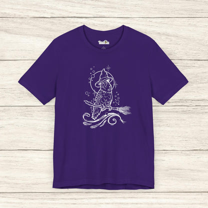 Lovebird Witch on a Broom, Line Art Tee