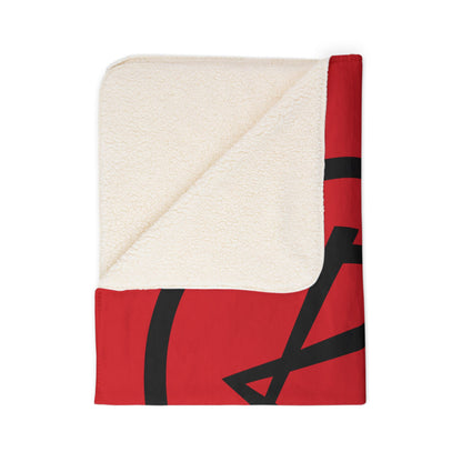 Rambler Black Logo Red Fleece Sherpa Blanket