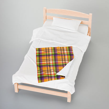 Halloween Colors Plaid Velveteen Plush Blanket