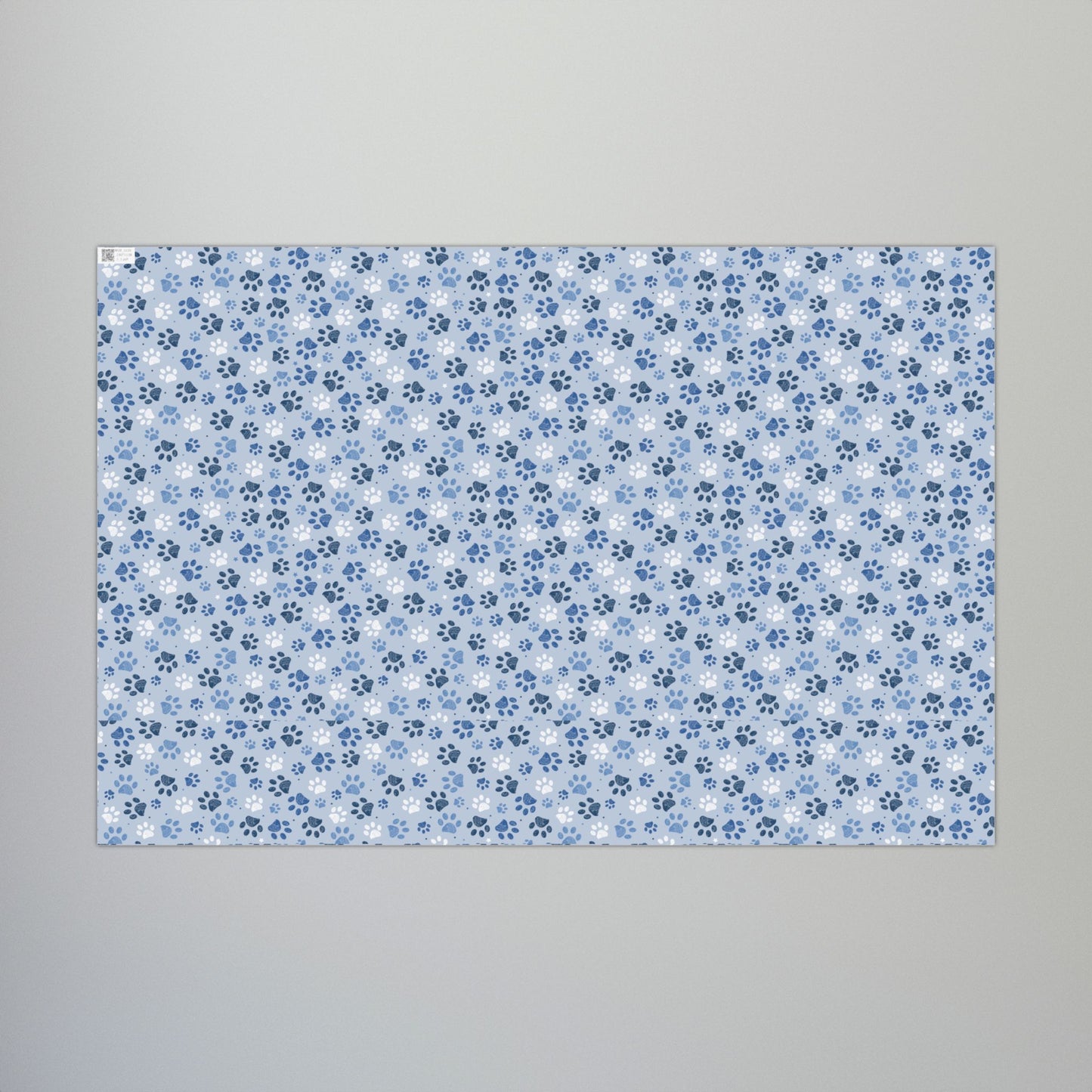Christmas Blue & White Paw Print Gift Wrapping Paper Roll