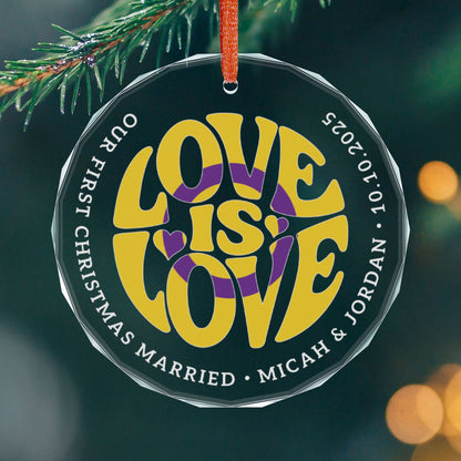 Round One size Custom Crystal Love is Love Intersex Pride 3" Circle Ornament