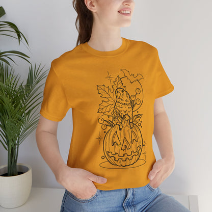 Lovebird on a Jack-o-Lantern, Line Art Tee