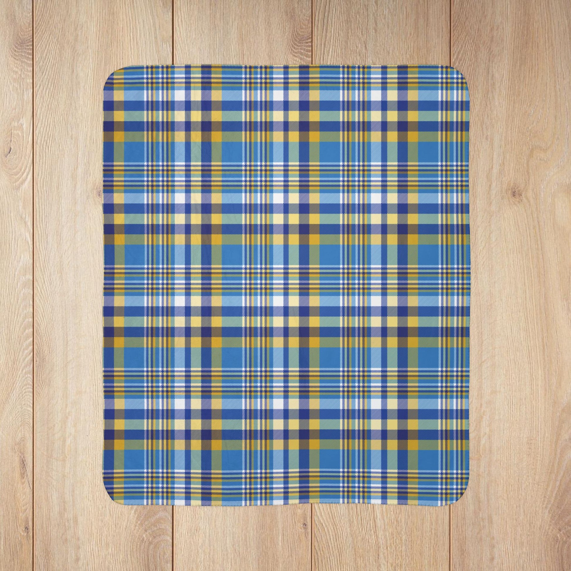 Hanukkah Blue Plaid Fleece Sherpa Blanket