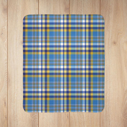 Hanukkah Blue Plaid Fleece Sherpa Blanket