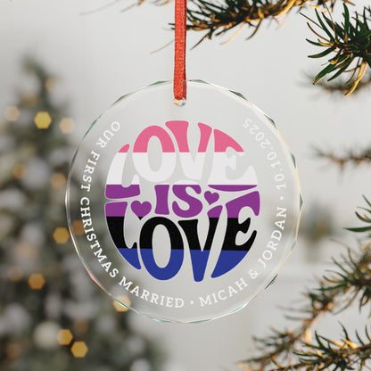 Custom Crystal Love is Love Genderfluid Pride 3" Circle Ornament