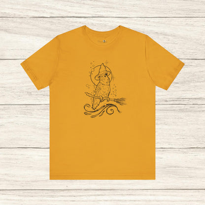 Lovebird Witch on a Broom, Line Art Tee