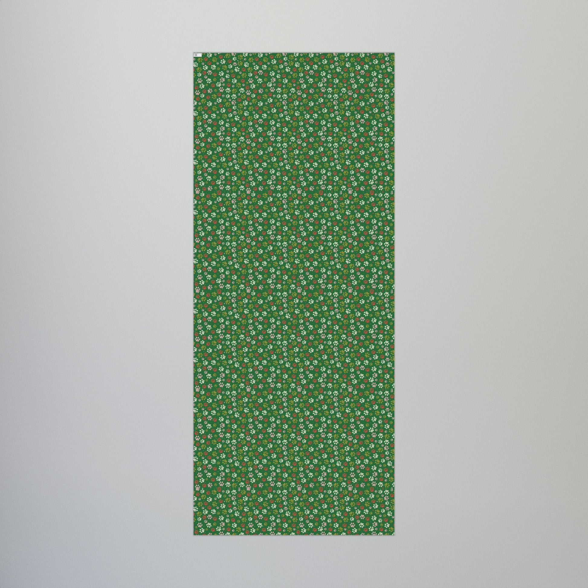 MCM Christmas Pink, Greens & Red Paw Print Gift Wrapping Paper Roll