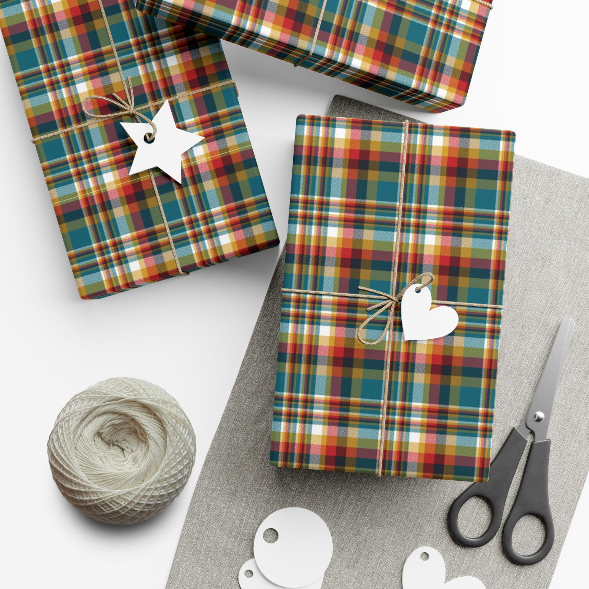 29'' x 72" Satin Christmas Teal & Black Jacksonville FL Plaid Gift Wrapping Paper Roll