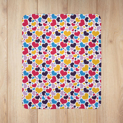 Polyamory Pride Valentine’s Day Hearts White Fleece Sherpa Blanket