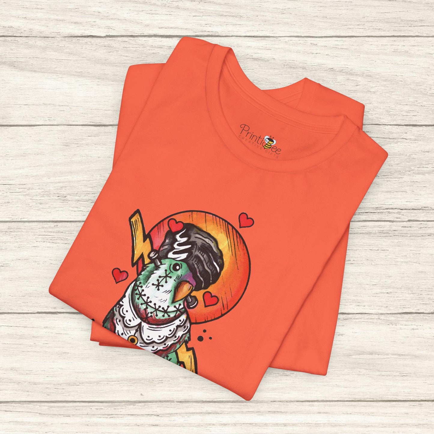 Bride of Frankenstein Lovebird, Hand-Drawn & Hand-Colored Tee