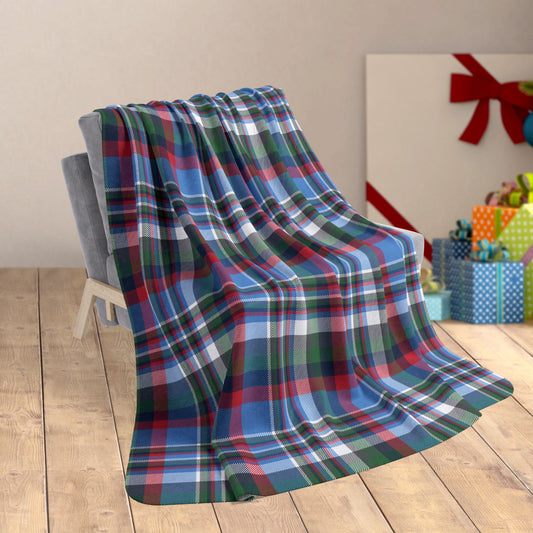 60" × 80" Christmas Navy & Light Blue Nashville TN Plaid Fleece Sherpa Blanket