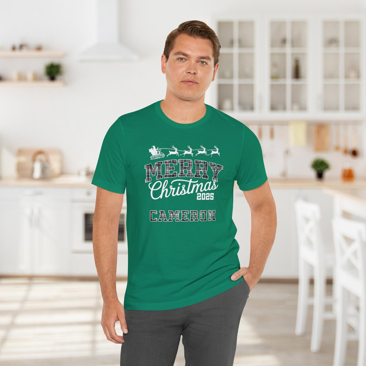 Custom Christmas Plaid Tee or Pajama Top