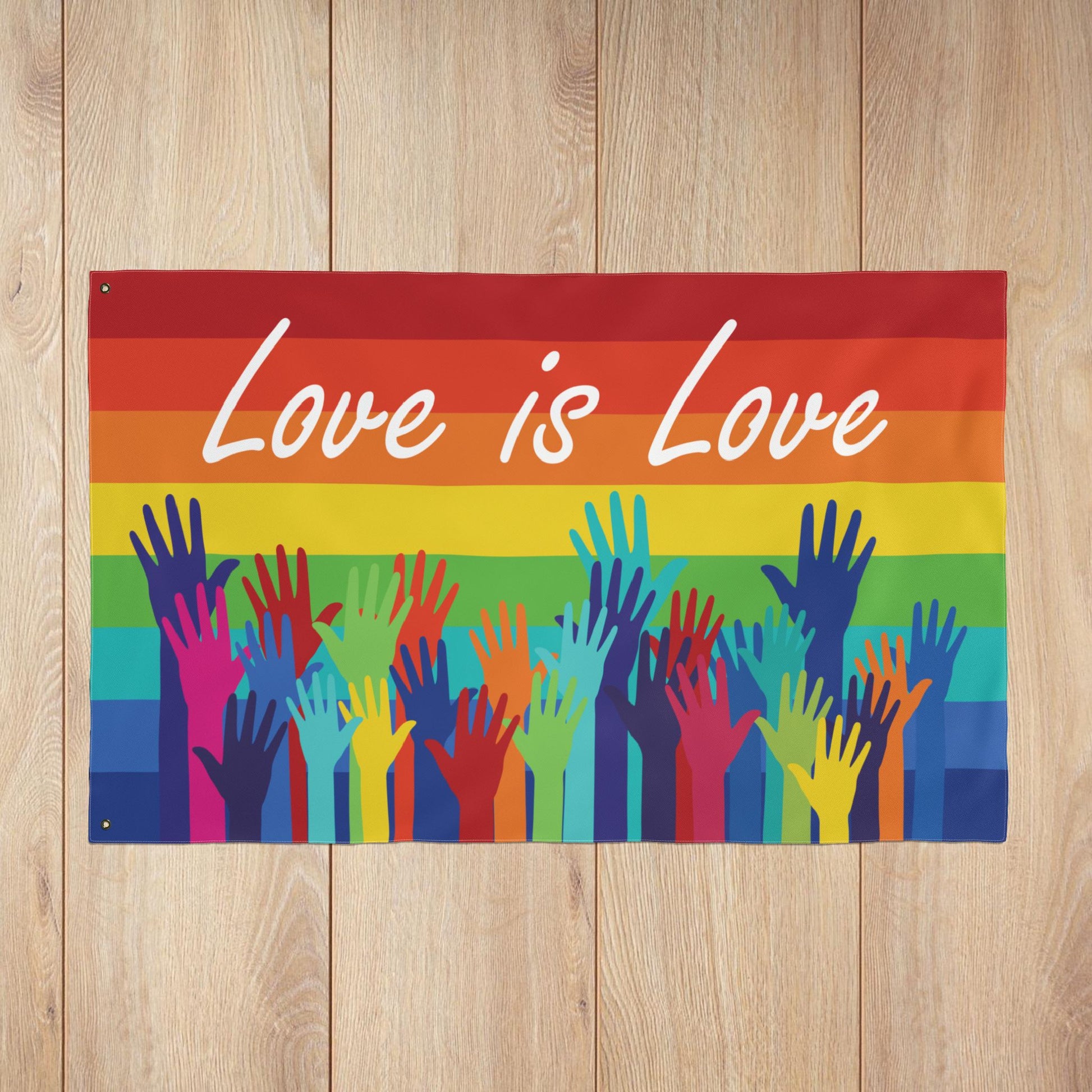Love Is Love Double-Sided Rainbow Pride Flag with Grommets
