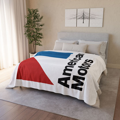 60" × 80" Beige AMC Logo White Fleece Sherpa Blanket