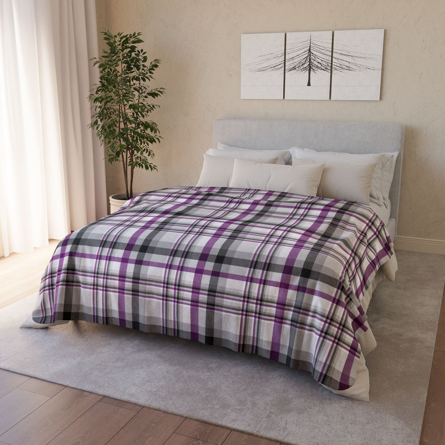 Asexual Pride Plaid Fleece Sherpa Blanket