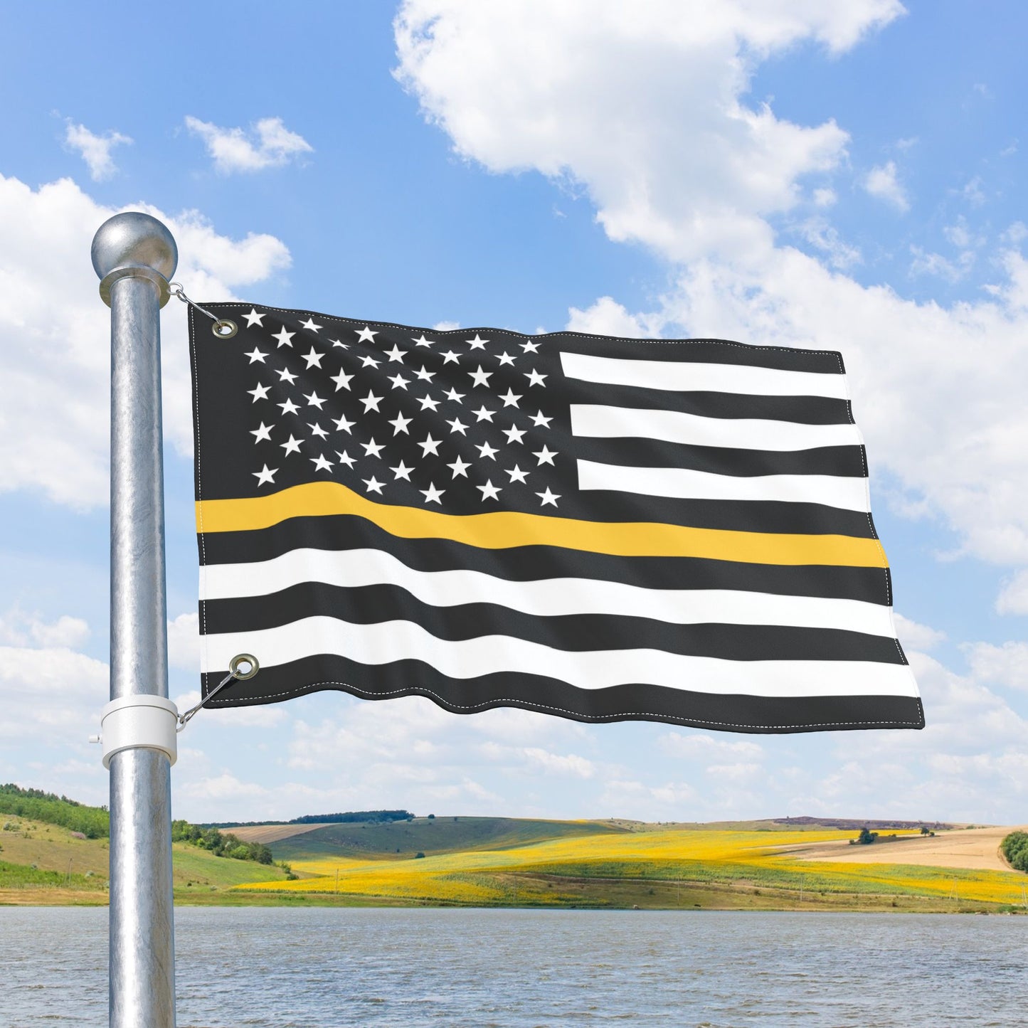 USA Thin Gold Line American Flag with Grommets