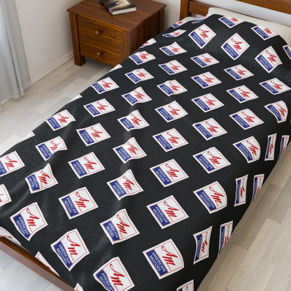 AMC American Motors Square Logo Black Velveteen Plush Blanket