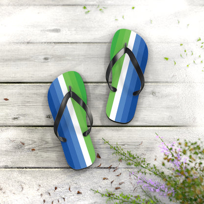 S Black sole Leafsexual Pride Flip Flops
