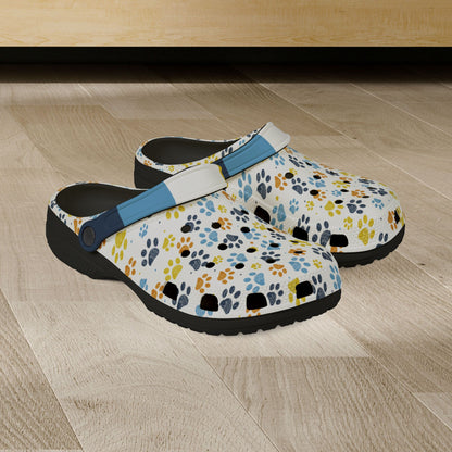 Aromantic Asexual Pride Paw Print Clogs