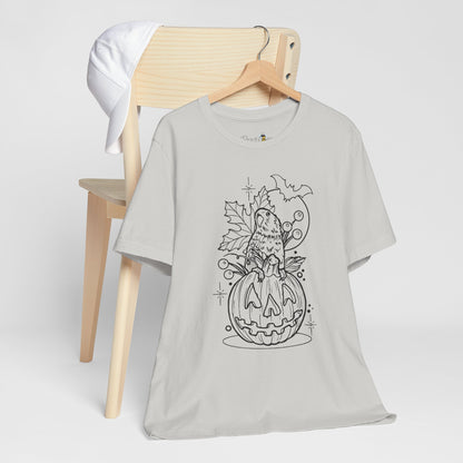 Lovebird on a Jack-o-Lantern, Line Art Tee