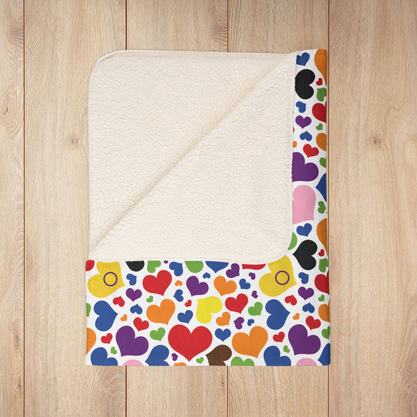 Intersex-Inclusive Progress Rainbow Pride Valentine’s Day Hearts Fleece Sherpa Blanket