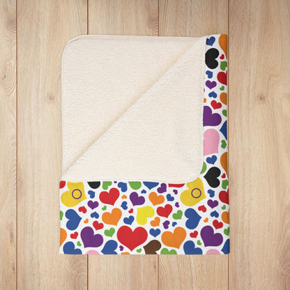 Intersex-Inclusive Progress Rainbow Pride Valentine’s Day Hearts Fleece Sherpa Blanket