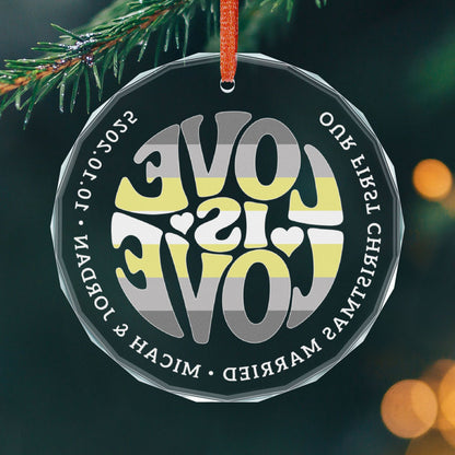 Custom Crystal Love is Love Demigender Pride 3" Circle Ornament