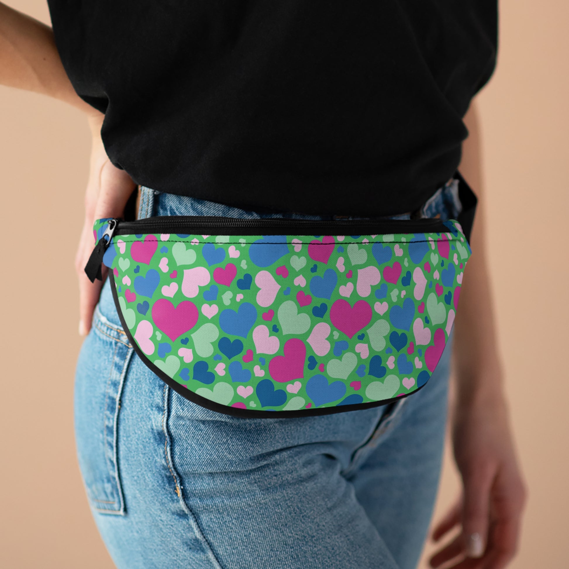 One size Polysexual Pride Hearts Fanny Pack