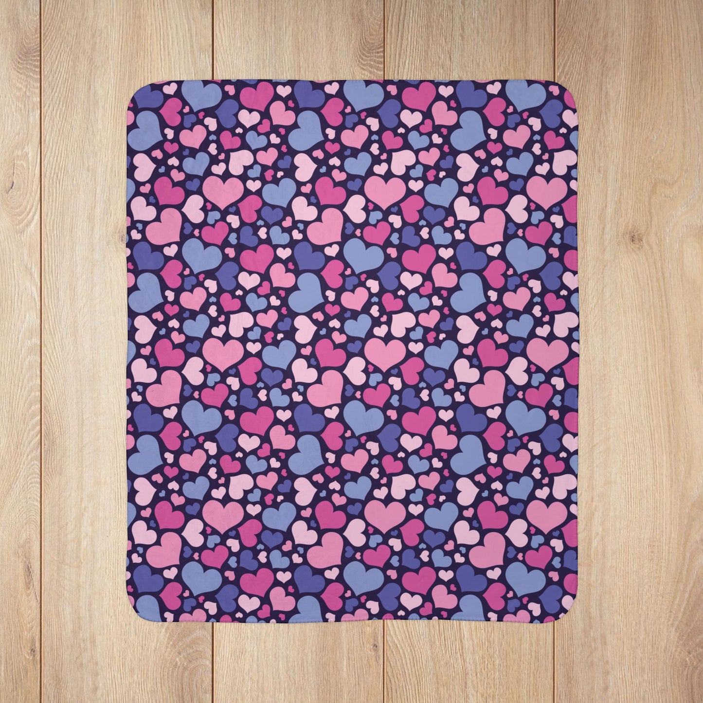 Omnisexual Pride Valentine’s Day Hearts Navy Blue Fleece Sherpa Blanket