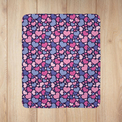 Omnisexual Pride Valentine’s Day Hearts Navy Blue Fleece Sherpa Blanket