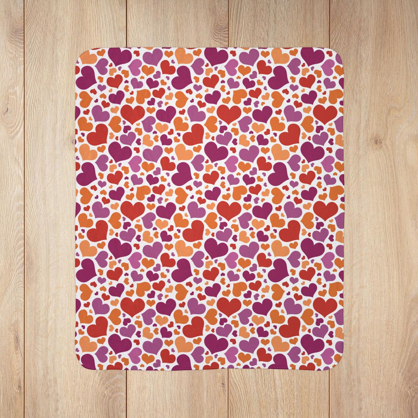 Lesbian Pride Valentine’s Day Hearts Light Grey Fleece Sherpa Blanket