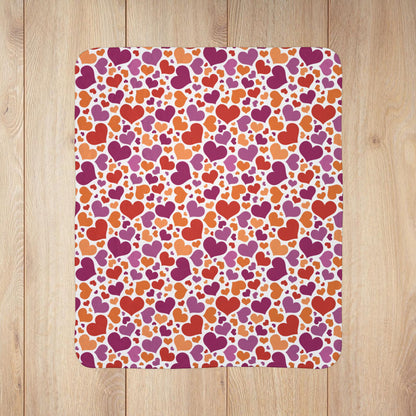 Lesbian Pride Valentine’s Day Hearts Light Grey Fleece Sherpa Blanket