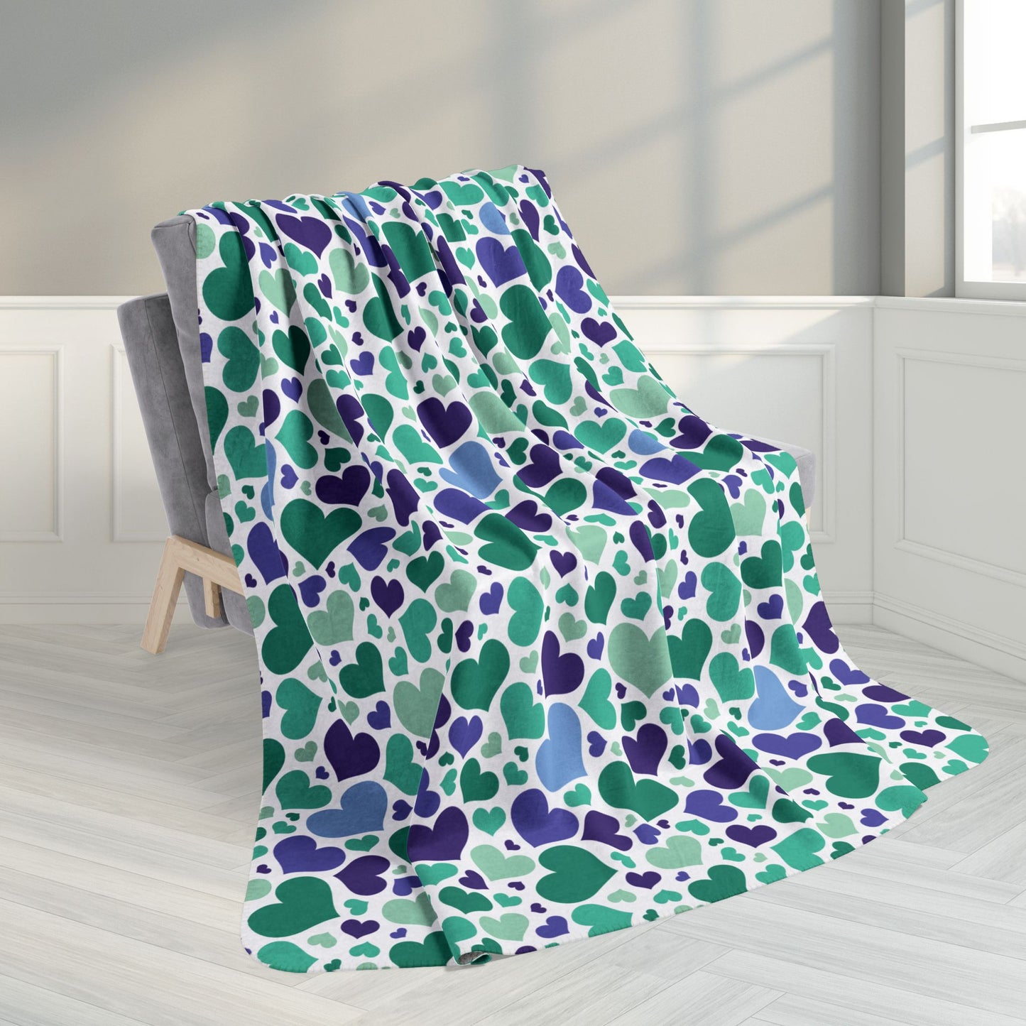 60" × 80" Gay Men Pride Valentine’s Day Hearts Fleece Sherpa Blanket