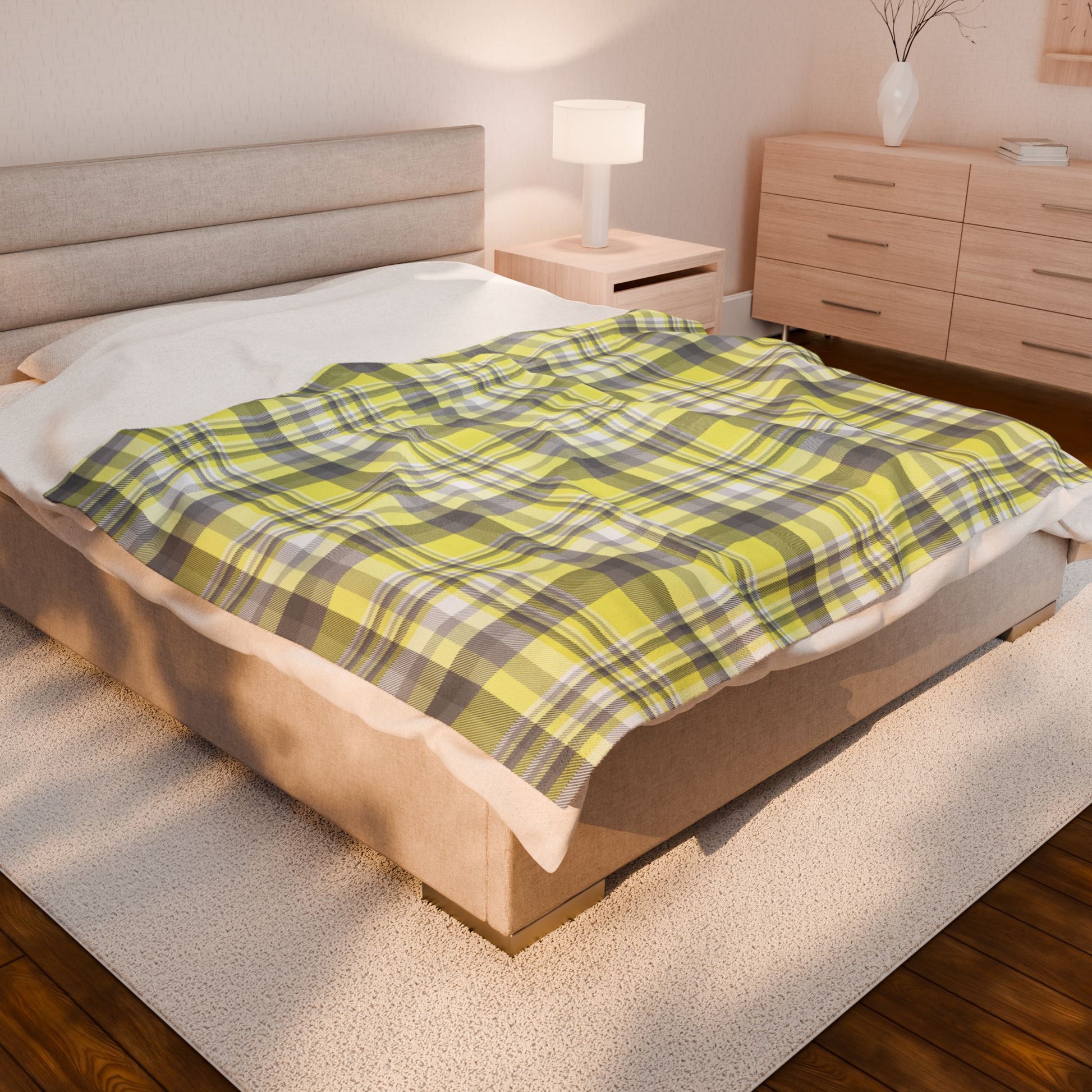 60" × 80" Demigender Pride Plaid Velveteen Plush Blanket