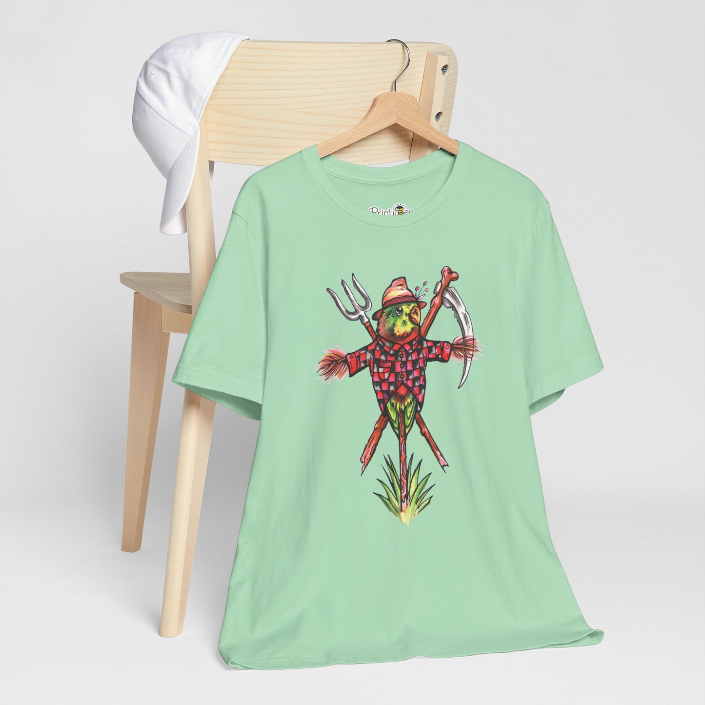 Scarecrow Lovebird, Hand-Drawn & Hand-Colored Tee