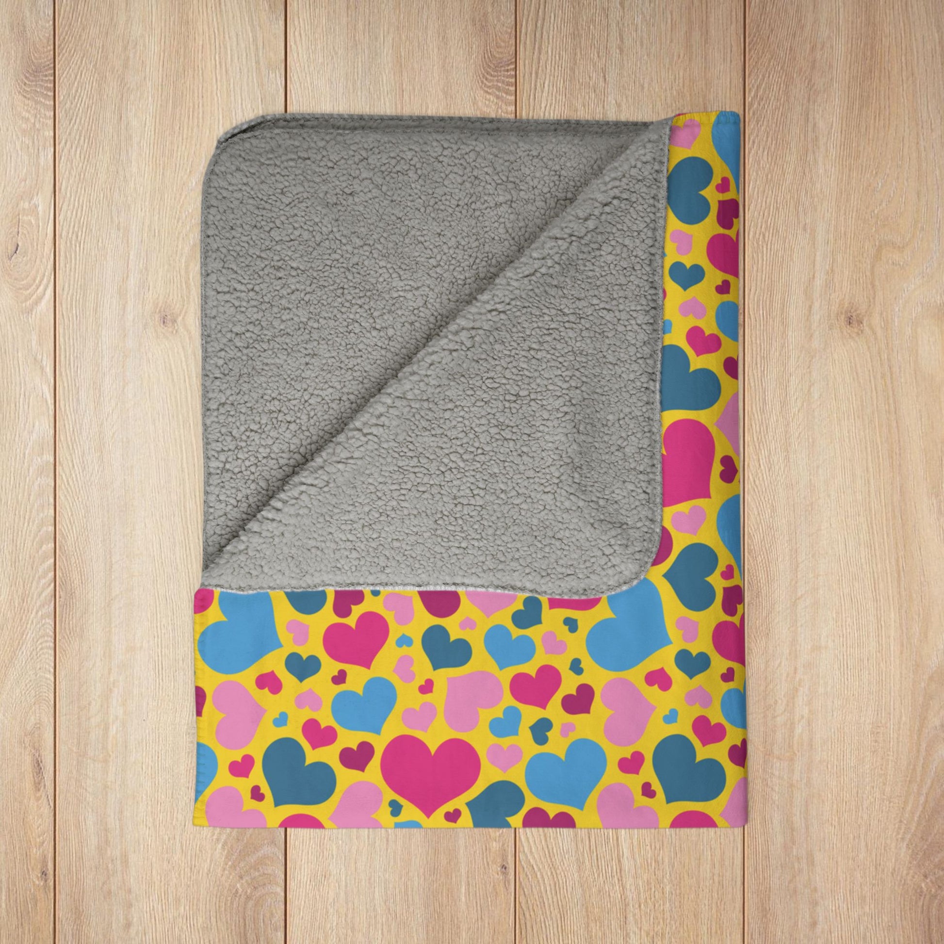 Pansexual Pride Valentine’s Day Hearts Yellow Fleece Sherpa Blanket