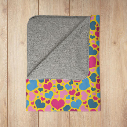 Pansexual Pride Valentine’s Day Hearts Yellow Fleece Sherpa Blanket
