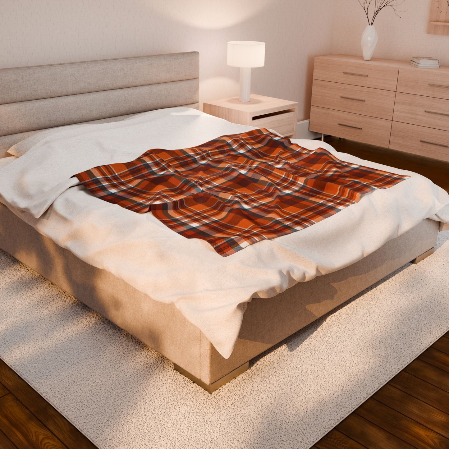 Autumn Blue Plaid Velveteen Plush Blanket