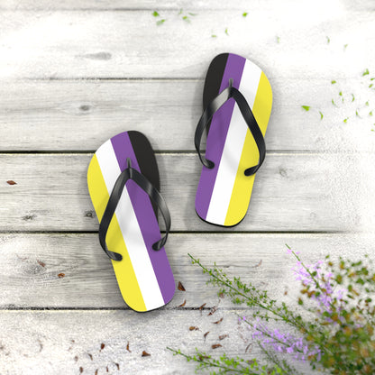 S Black sole Non-Binary Pride Flip Flops