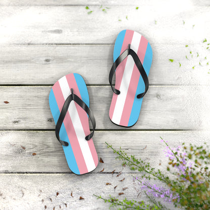 S Black sole Transgender Pride Flip Flops
