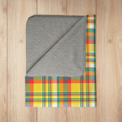 Summer Colors Plaid Fleece Sherpa Blanket