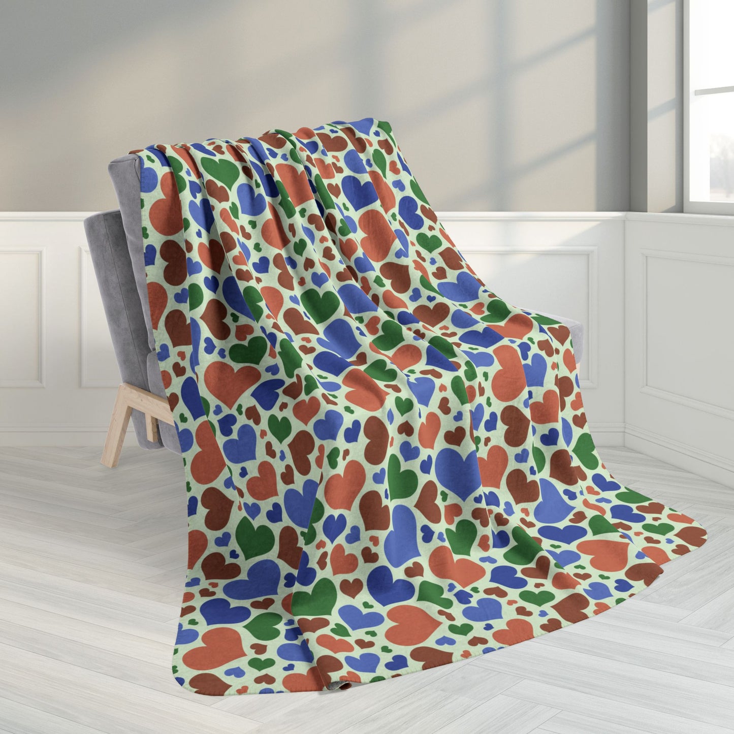 60" × 80" Grey Sapiosexual Pride Hearts Fleece Sherpa Blanket