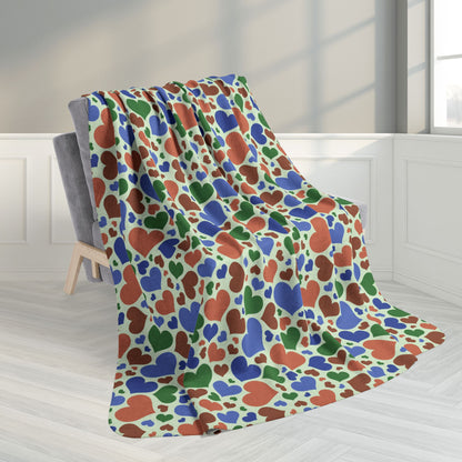 60" × 80" Grey Sapiosexual Pride Hearts Fleece Sherpa Blanket