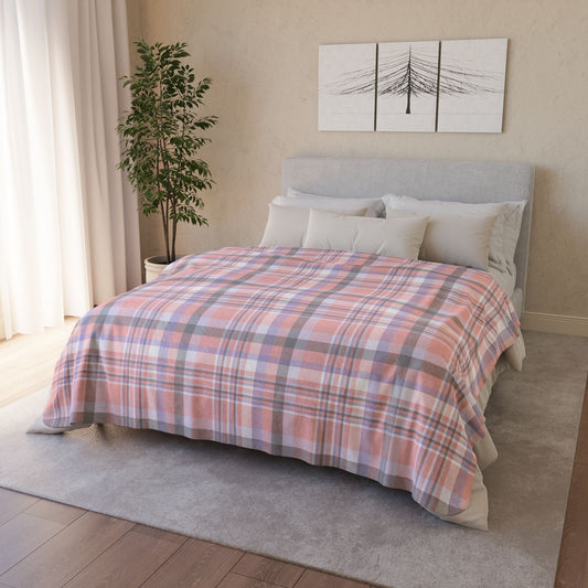 60" × 80" Beige Cupioromantic Pride Plaid Fleece Sherpa Blanket