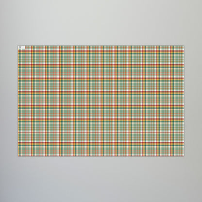 29'' x 20" Matte Christmas Greens, Gold & Red Plaid Gift Wrapping Paper Roll