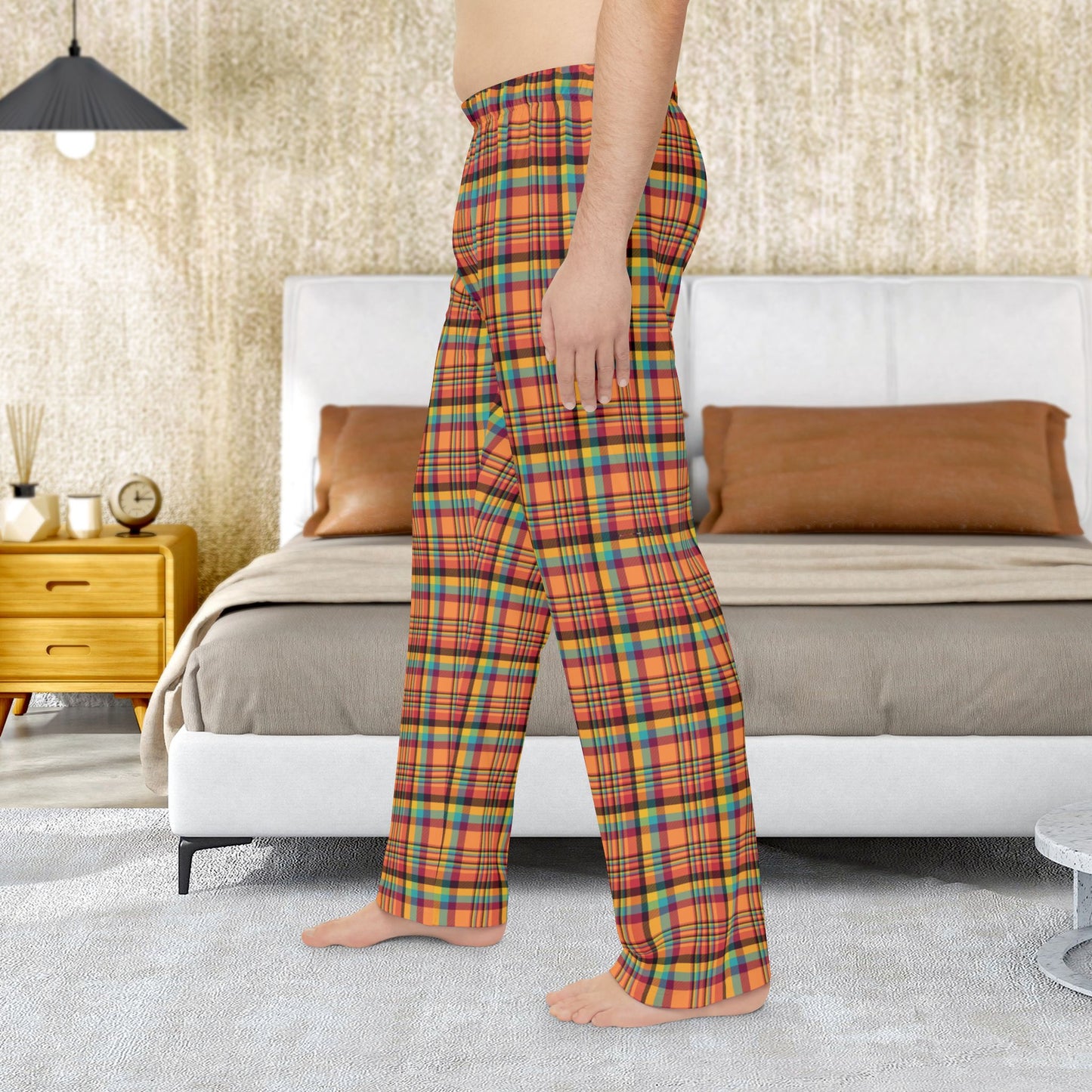 Men’s Orange & Wine Gurnee IL Plaid Pajama Pants