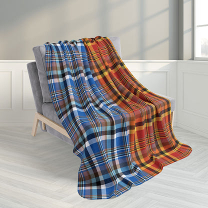 50" × 60" Half Red, Half Blue Sandusky OH Plaid Fleece Sherpa Blanket